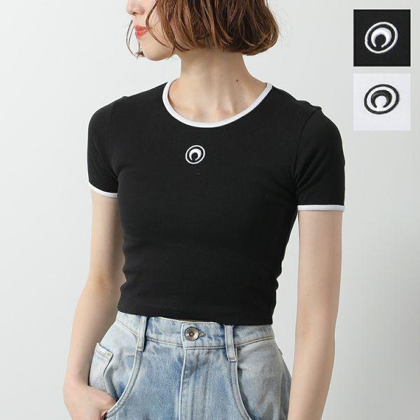 MARINE SERRE クロップドTシャツ ブラック MARINE SERRE（マリーンセル） マリーン セル Tシャツ Moon Logo