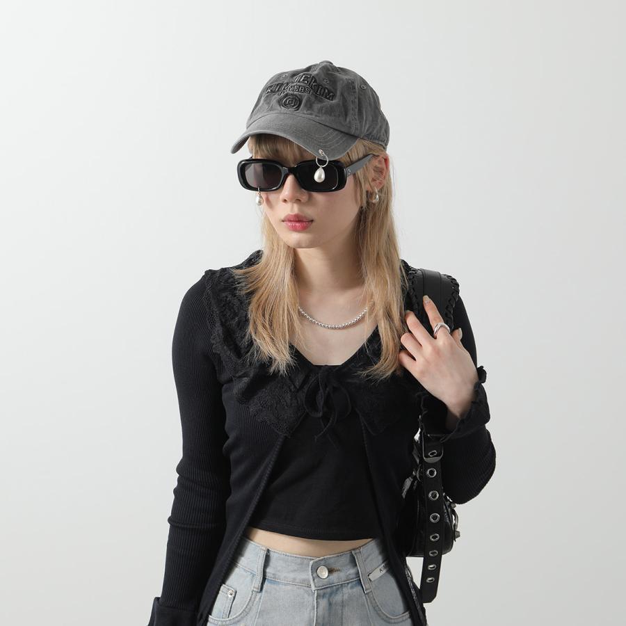 KIMHĒKIM キャップ パールピアス付き ブラック 新品　韓国限定 KIMHEKIM キムヘキム ベースボールキャップ UPCYCLED PEARL PIERCED