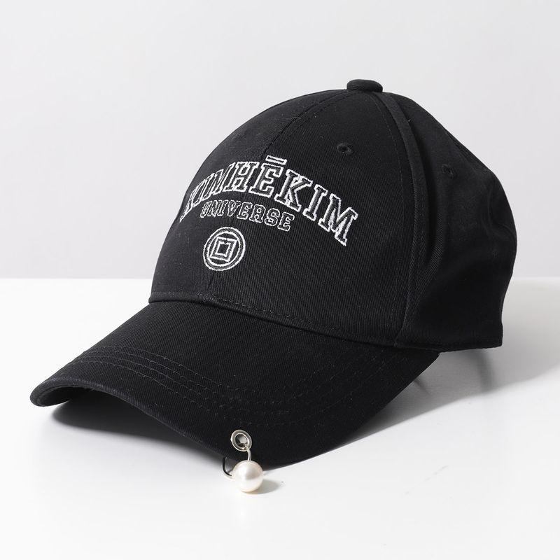 KIMHEKIM ブラックキャップ パールチャーム付き KIMHEKIM キムヘキム ベースボールキャップ PEARL PIERCED BASEBALL