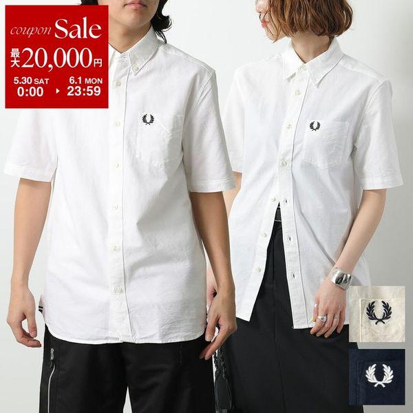 極美品✨FRED PERRYフレッドペリー オックスフォード シャツ 白 刺繍 FRED PERRY（フレッドペリー） シャツ OXFORD SHORT SLEEVE SHIRT