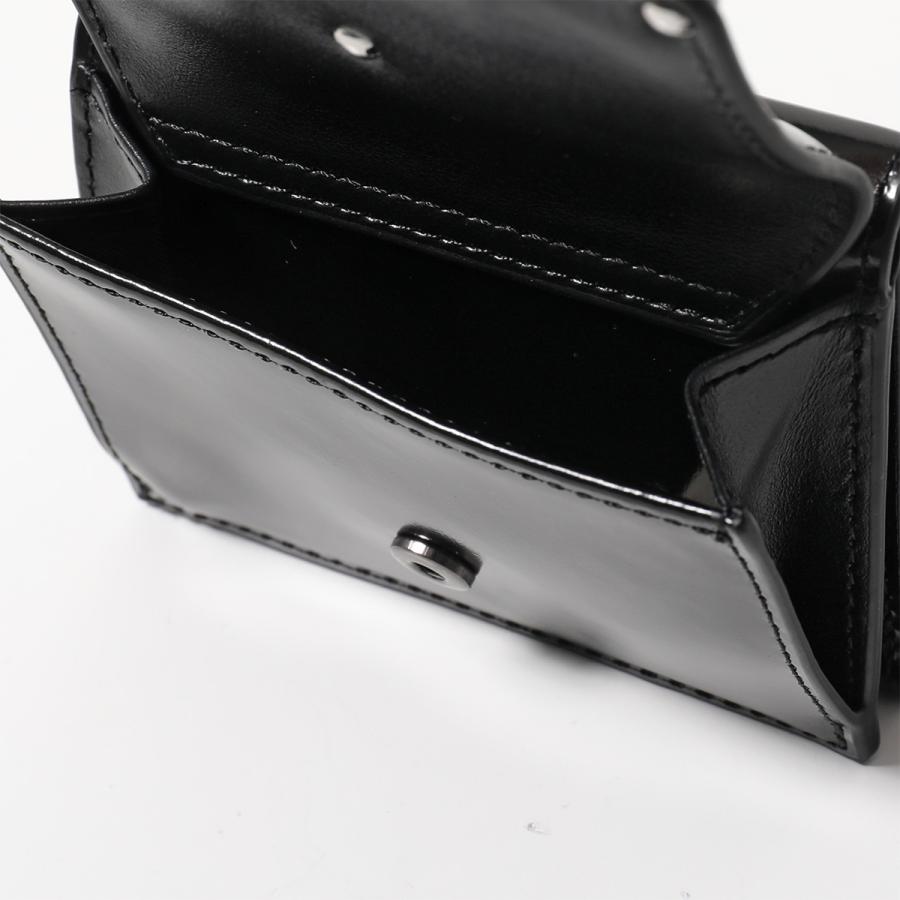 DIESEL ブラック ミラーレザー 三つ折り財布 DIESEL ブラック ミラー