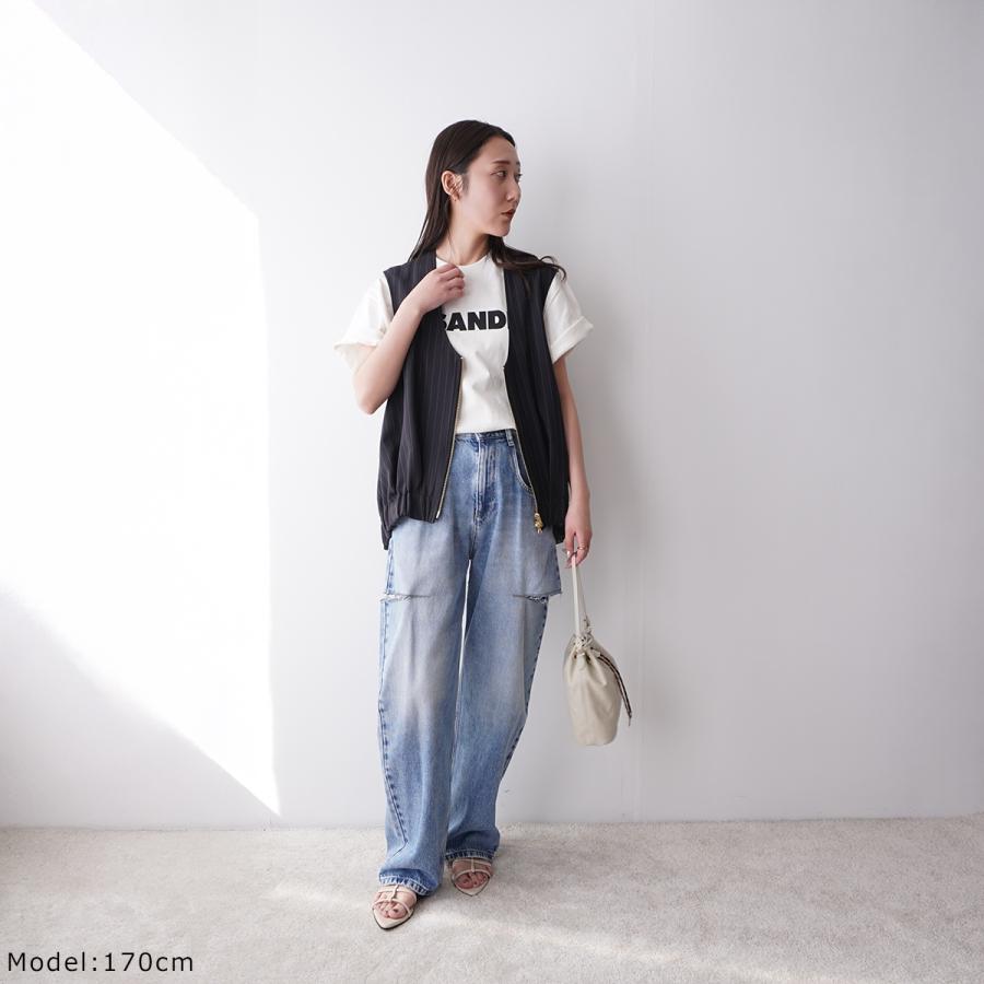 Trois trois トロワ ベスト T251-83055 レディース ジレ ストライプ