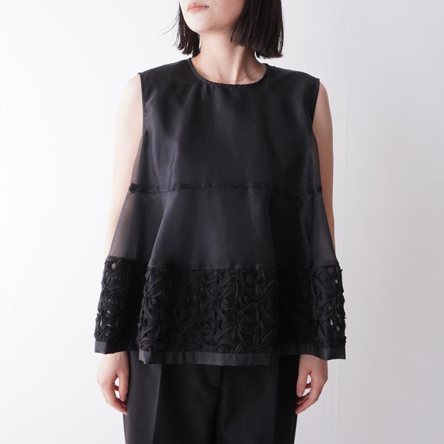 新品・タグ付】ヴェロフォンナ ブラウス チュール袖 綿混 パフスリーブ 