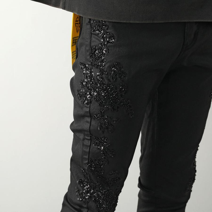 GUAPI グアピ ジーンズ All Black Flowers Embellished Denim メンズ