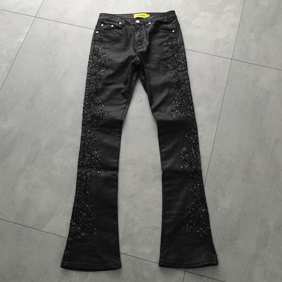GUAPI グアピ ジーンズ All Black Flowers Embellished Denim メンズ