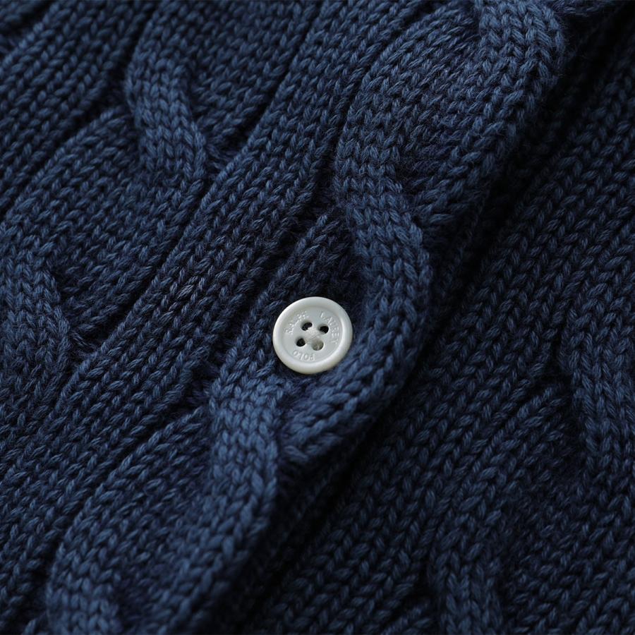人気 ポロラルフローレン ケーブルニットカーディガン ポニー 紺 M相当 POLO RALPH LAUREN ポロ ラルフローレン ニットカーディガン
