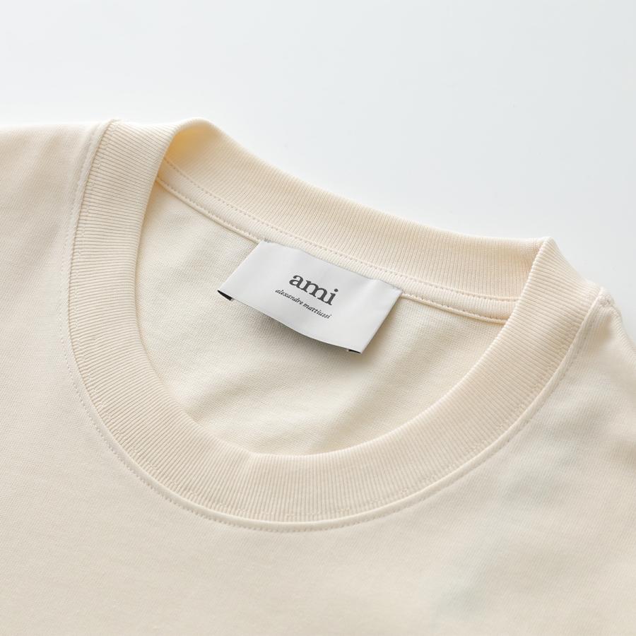 アミパリス 半袖Tシャツ ロゴ刺繍 ベージュ ゆったり AMI paris AMI Alexandre Mattiussi アミパリス AMI PARIS 半袖Tシャツ Tシャツ