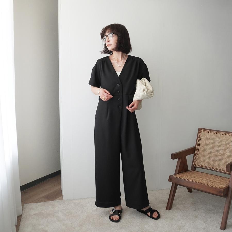 Trois trois トロワ オールインワン T251-87051 レディース Vネック