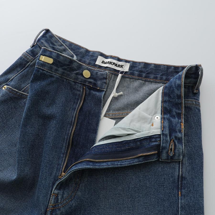DARKPARK ダークパーク ジーンズ  INES FOLD OVER DENIM WTR19 DBL01 レディース デニム パンツ ウォッシュ ハイウエスト レザーパッチ W053の画像