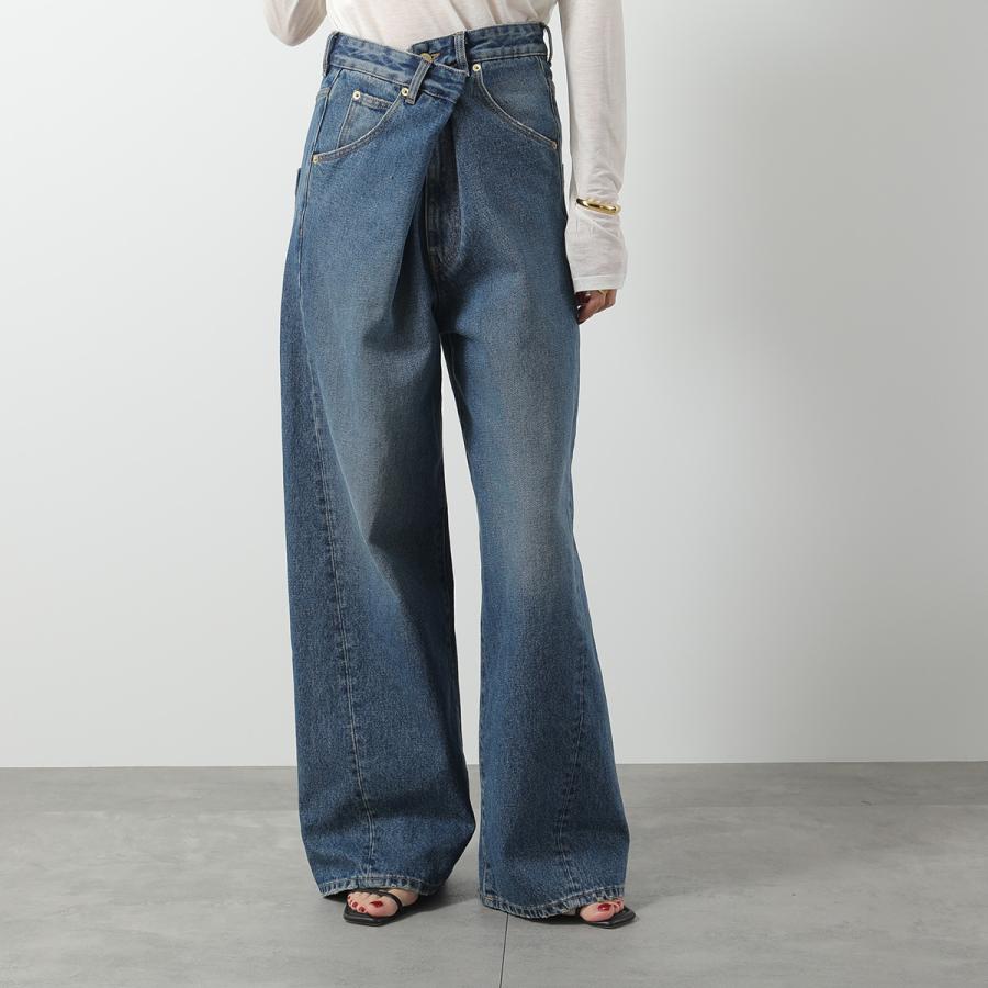DARKPARK ダークパーク ジーンズ  INES FOLD OVER DENIM WTR19 DBL01 レディース デニム パンツ ウォッシュ ハイウエスト レザーパッチ W053の画像