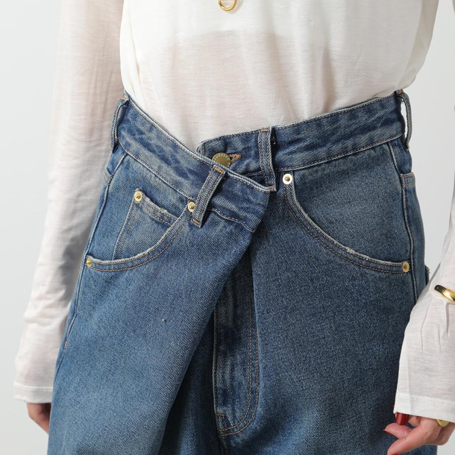 DARKPARK ダークパーク ジーンズ  INES FOLD OVER DENIM WTR19 DBL01 レディース デニム パンツ ウォッシュ ハイウエスト レザーパッチ W053の画像
