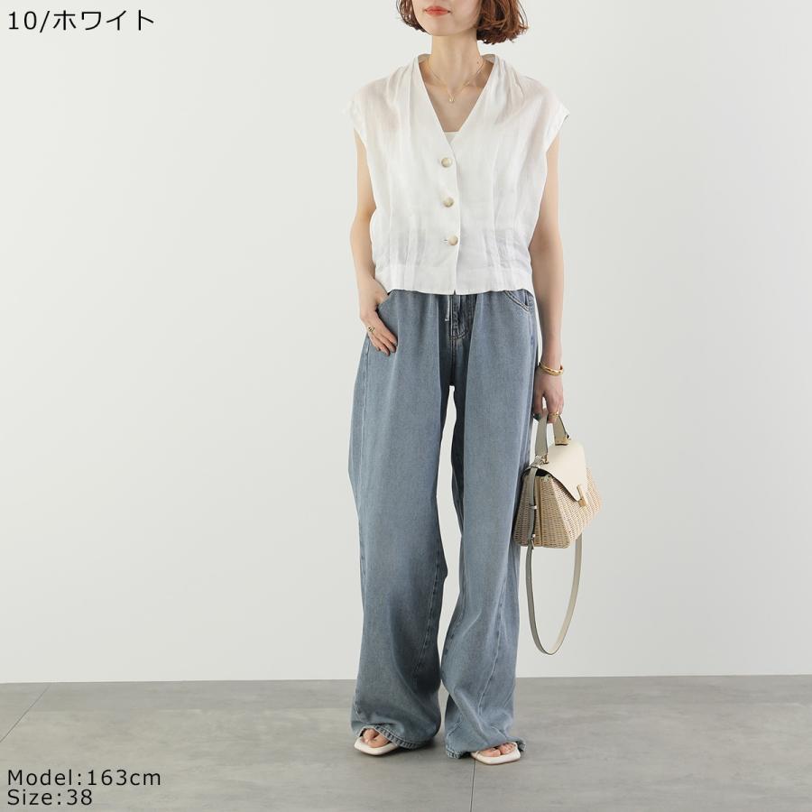 PASSIONE パシオーネ ベスト 526923 レディース リネン Vネック