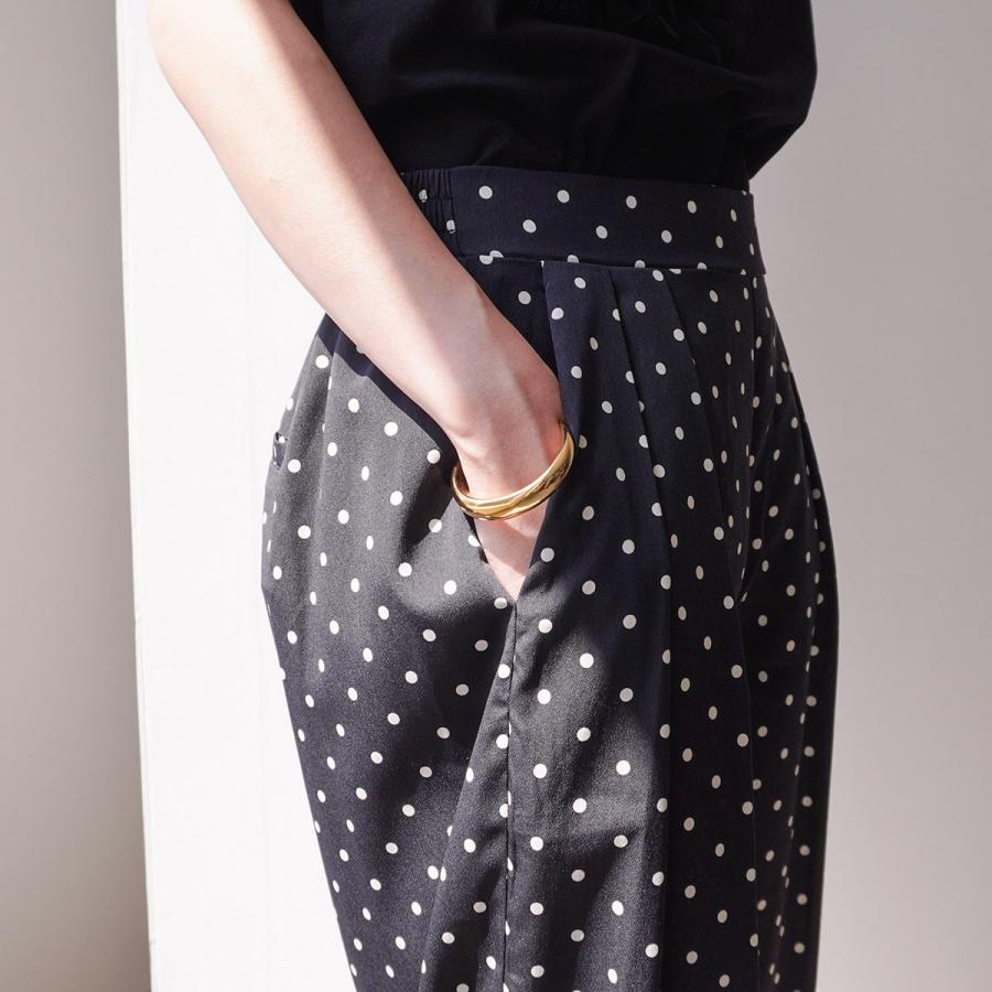 anana アナナ タックパンツ a99-007 レディース ドット柄 ハイウエスト ストレート ワイドパンツ イージーパンツ 水玉 DOTSの画像