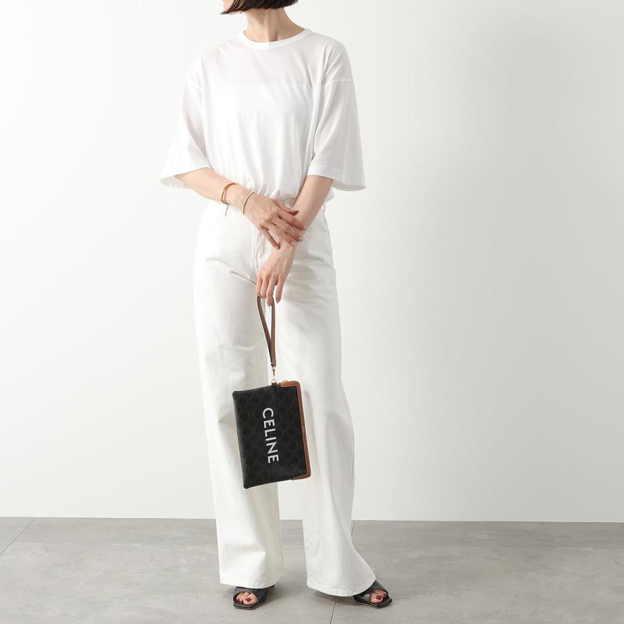 CELINE セリーヌ クラッチバッグ 10J502FES.04LU 10J502BZQ.04LU メンズ スモールポーチ トリオンフ レザー キャンバス ストラップ付 ロゴ プリント 鞄 Tanの画像
