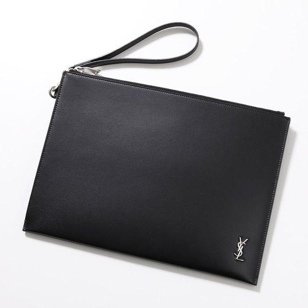 YSL ブラックレザー クラッチバッグ Y*I様 【値下げ可】YSL イヴ・サンローラン ブラックレザー クラッチ