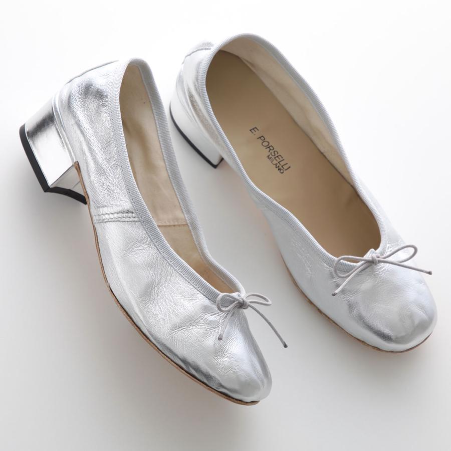 PORSELLI ポルセリ パンプス BALLERINE 95LAMINATA HEEL 3CM レディース バレエシューズ リボン ラウンドトゥ シューズ 靴 16の画像