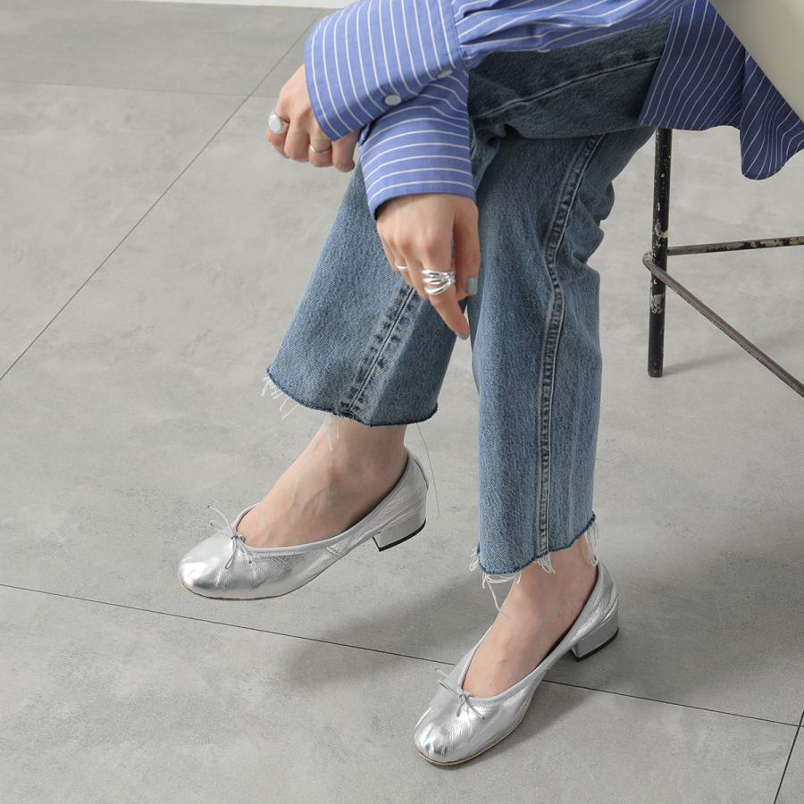 PORSELLI ポルセリ パンプス BALLERINE 95LAMINATA HEEL 3CM レディース バレエシューズ リボン ラウンドトゥ シューズ 靴 16の画像