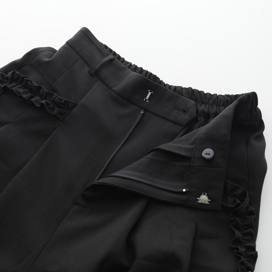 新品　今季　Eimee Law アシメサイドレースベロアパンツ　ブラック Eimee Law（エイミーロウ） タックパンツ 84107S レディース フリル