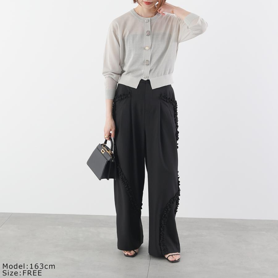 バックフリルトップ&amp;ステッチワイドパンツ フリルパンツ パンツ レディース ボトムス ロング 送料無料・(500