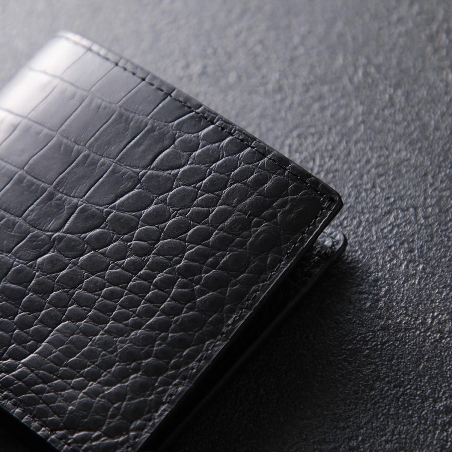 本革 クロコダイル 二つ折り財布 黒 中古 二つ折り財布 クロコダイル 本革 レディース シャイニング