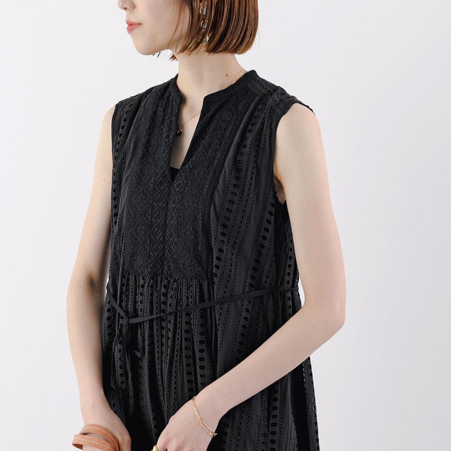 ne Quittez pas ヌキテパ ワンピース Stripe Cutwork Embroidery