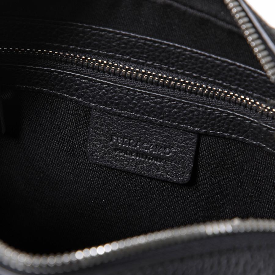 FERRAGAMO フェラガモ ショルダーバッグ TRAVEL EMBOSSED BLOCCO 24 1363 メンズ レザー ガンチーニ クロスボディ クラッチバッグ 鞄 001/NEROの画像