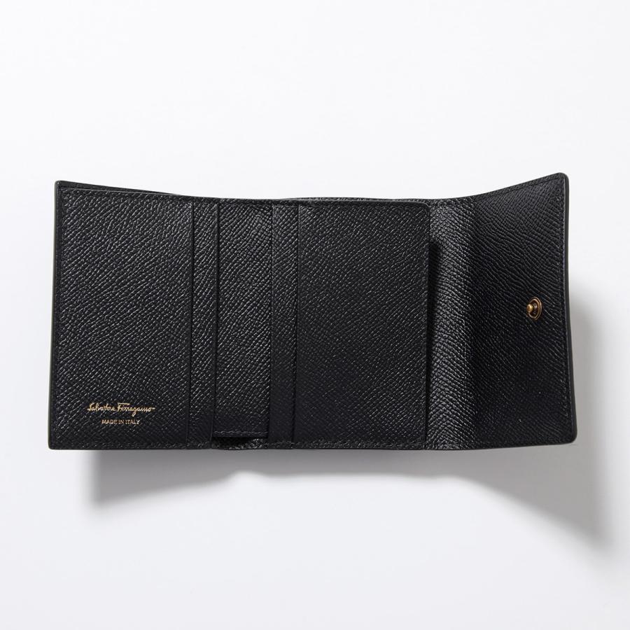 サルヴァトーレフェラガモ 三つ折り財布 ブラック 黒 ゴールド がま口財布 FERRAGAMO（フェラガモ） 三つ折り財布 THE GANCINI ガンチーニ 22