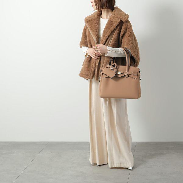 未使用 かごバッグ カデナ キーチャーム付 ライトブラウン Enola エノラ キャンバスツートーンイロンゲイティッドハンドルバッグ