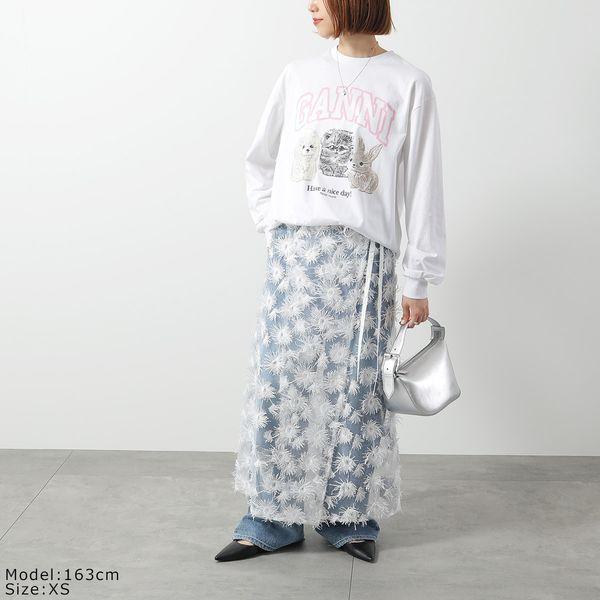 GANNI（ガニー） 長袖 Tシャツ Re-cut Heavy Jersey Animals Long