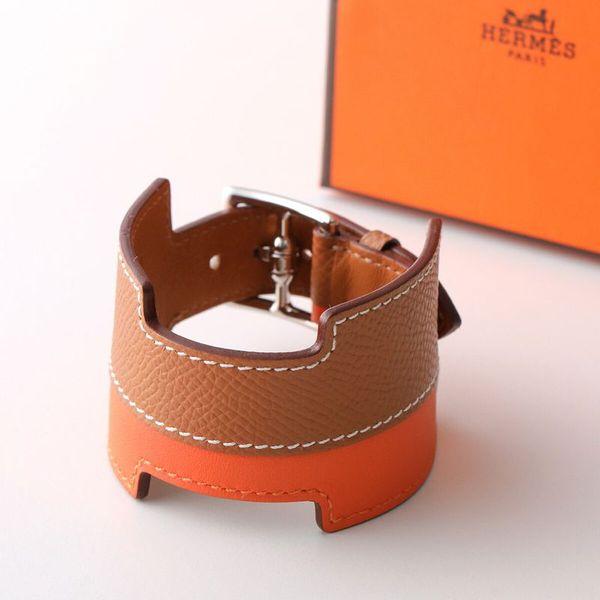 エルメス ティレットレザーブレスレットオレンジ ２連 HERMES（エルメス） ブレスレット デュオ アッシュ Duo H 500233FK