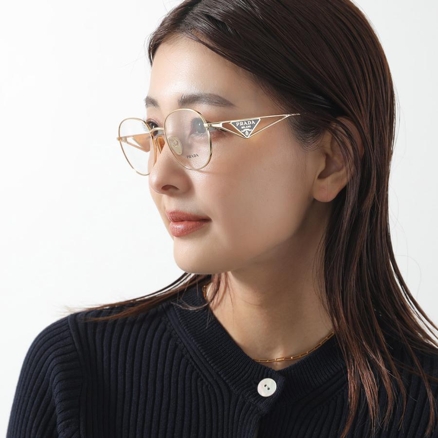 PRADA プラダ メガネ VPR A50 レディース ボストン型 メタルフレーム 細フレーム フルリム クリングスタイプ めがね 眼鏡 トライアングルロゴ カラー2色の画像
