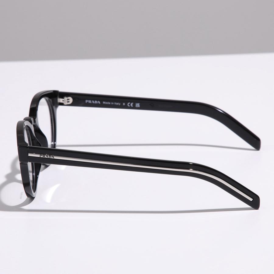 PRADA プラダ メガネ VPR A14 メンズ レディース ボストン型 セルフレーム フルリム めがね 眼鏡 ロゴ アイウェア 黒縁メガネ 伊達メガネ 16K-1O1/BLACKの画像