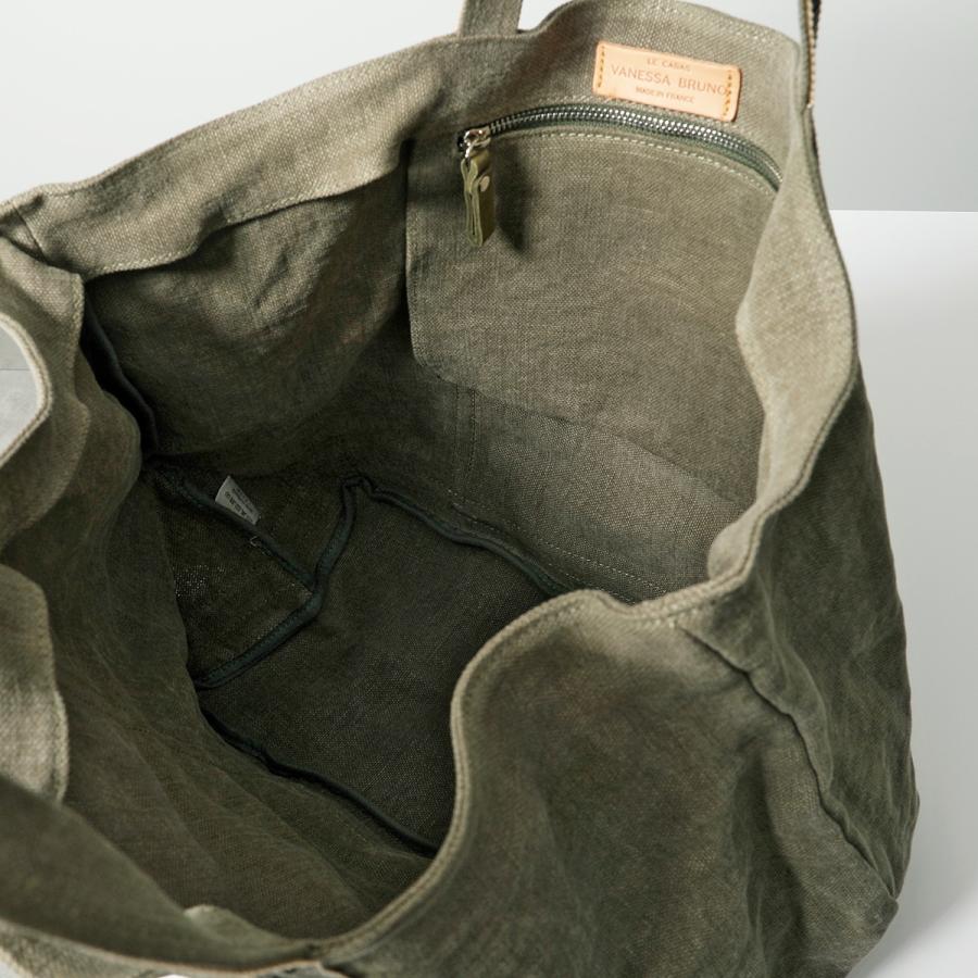 新品　ヴァネッサブリューノ　リネン　トートバッグ　カーキ vanessabruno ヴァネッサブリューノ トートバッグ CABAS XL カバス