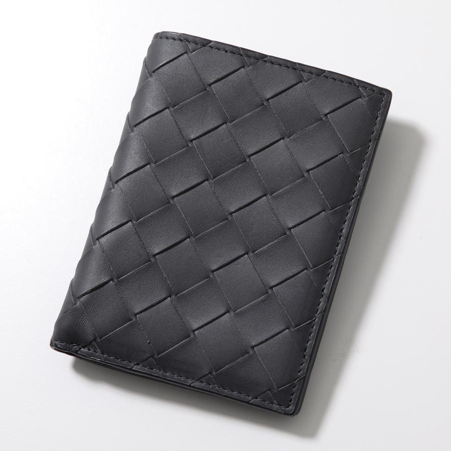 【美品】ボッテガヴェネタ二つ折ミニ財布 マキシイントレ レザー ICチップ／黒A BOTTEGA VENETA（ボッテガ・ヴェネタ） 二つ折り財布 742143 VCPQ6