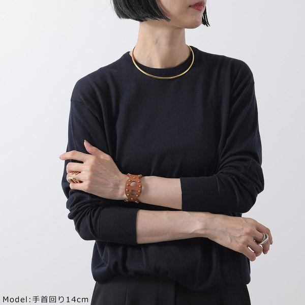 HERMES エルメス ブレスレット シェーヌダンクル 010669CD レディース スイフト レザー ドットメタル マキシベルト U刻印 GD GOLDの画像
