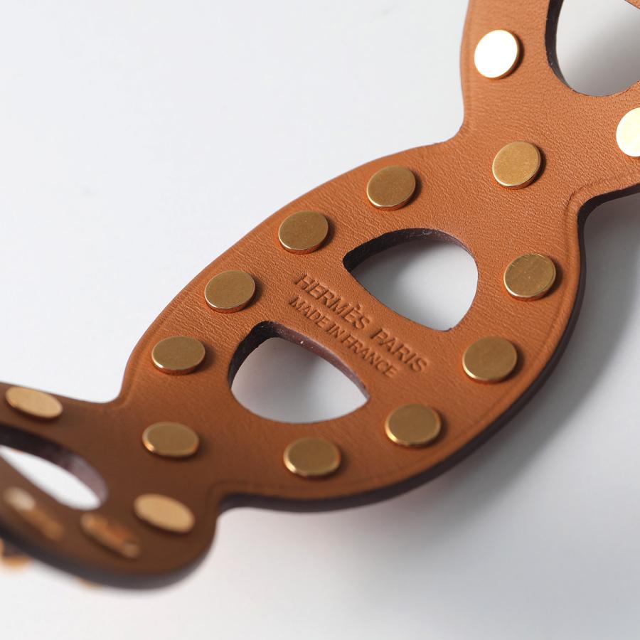 HERMES エルメス ブレスレット シェーヌダンクル 010669CD レディース スイフト レザー ドットメタル マキシベルト U刻印 GD GOLDの画像