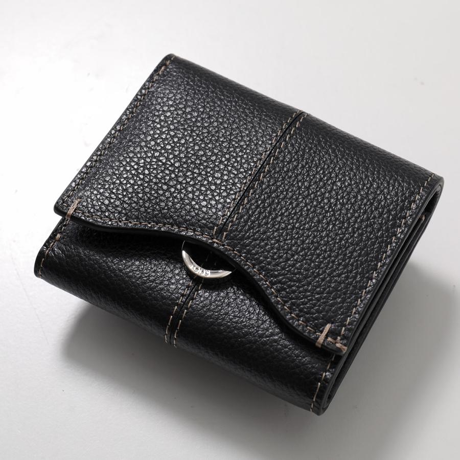 TOD'S トッズ　三つ折り　財布 TOD'S（トッズ） 財布 三つ折り 折財布 レザーダブルTT ブラック