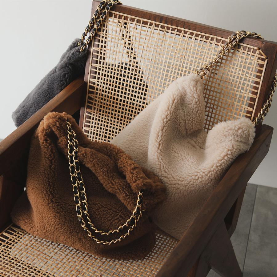 ヴィオラドーロ　ELMO　ファーバッグ　ブラウン　チェーンショルダー　トート VIOLAd'ORO（ヴィオラドーロ）の「＜VIOLAd'ORO＞ELMO チェーン