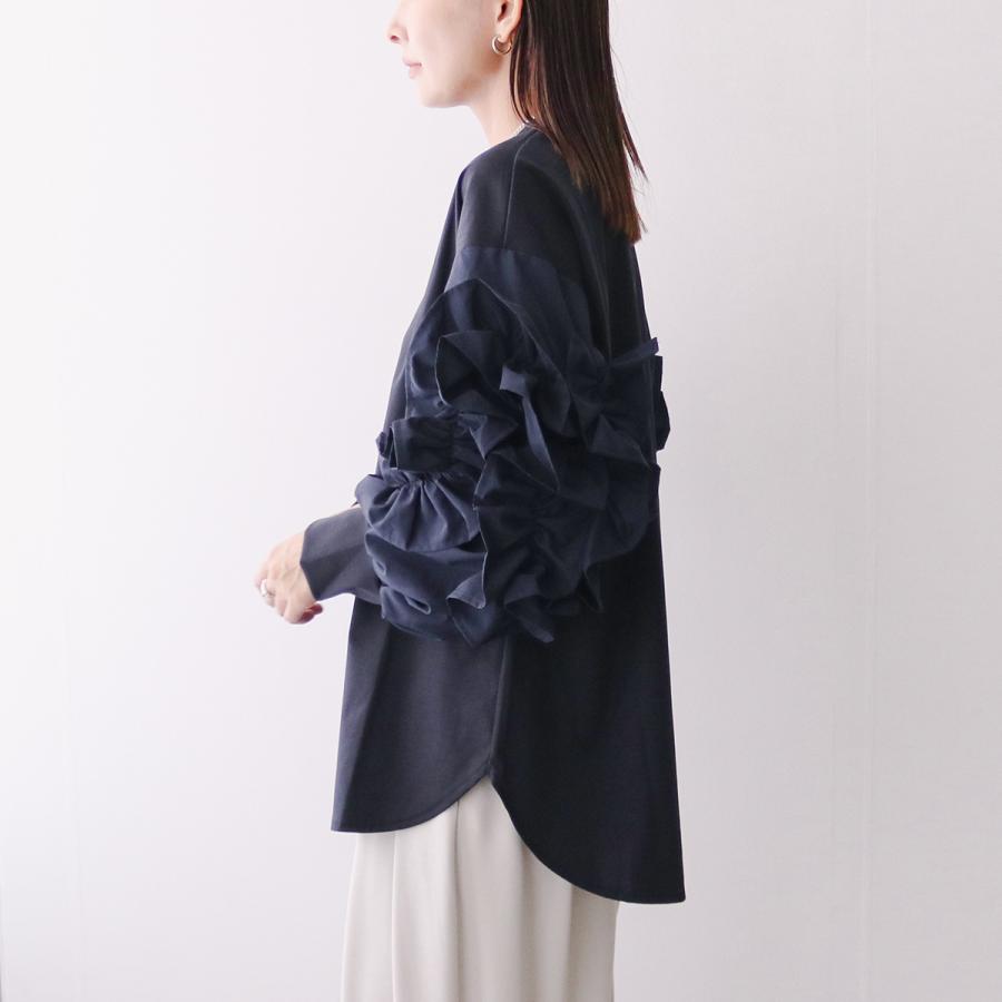 ヴェロフォンナ プリントロゴカットソーワンピース フリル メッシュ Re.Verofonna ヴェロフォンナ ウェーブ フリル カットソー