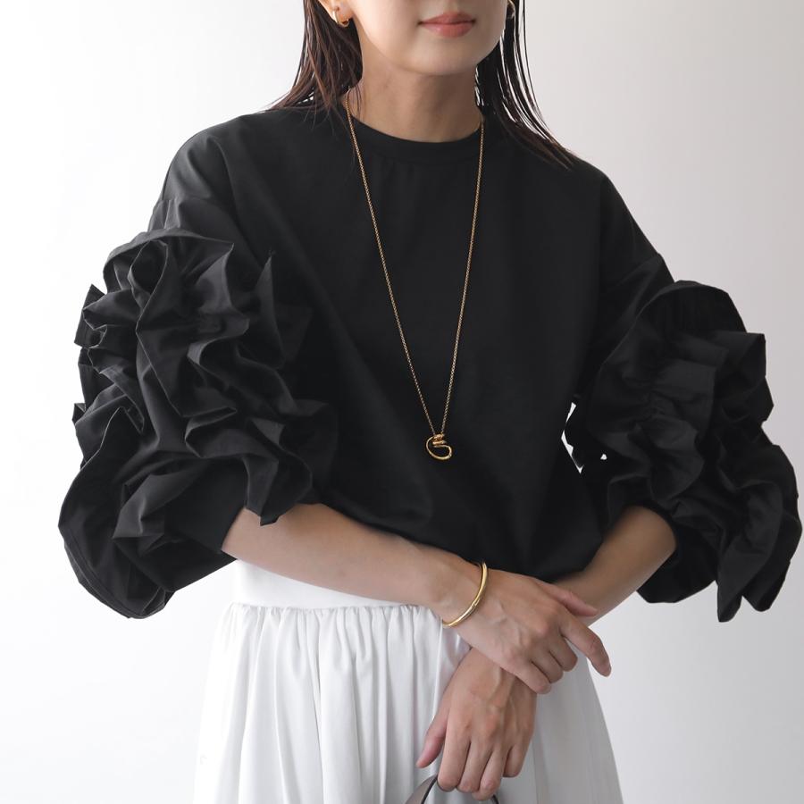 ヴェロフォンナ プリントロゴカットソーワンピース フリル メッシュ Re.Verofonna ヴェロフォンナ ウェーブ フリル カットソー