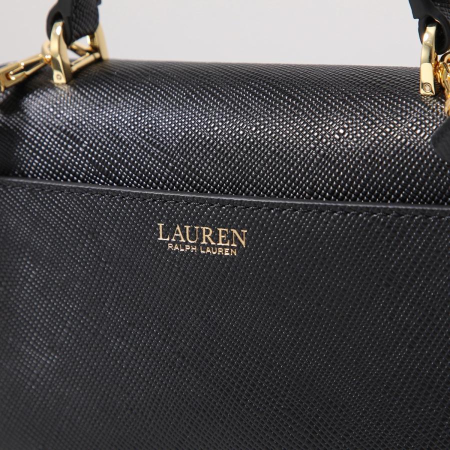 未使用級 ローレンラルフローレン ハンドバッグ エンボスレザー ブラック 未使用級 ローレンラルフローレン ハンドバッグ エンボスレザー