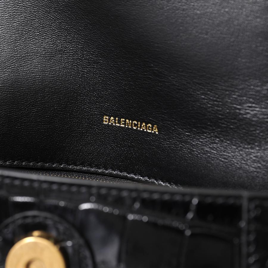 希少美品BALENCIAGAダウンタウンクロコ型押し本革ショルダーチェーンバッグ バレンシアガ チェーンショルダーバッグ ダウンタウン DOWNTOWN XS