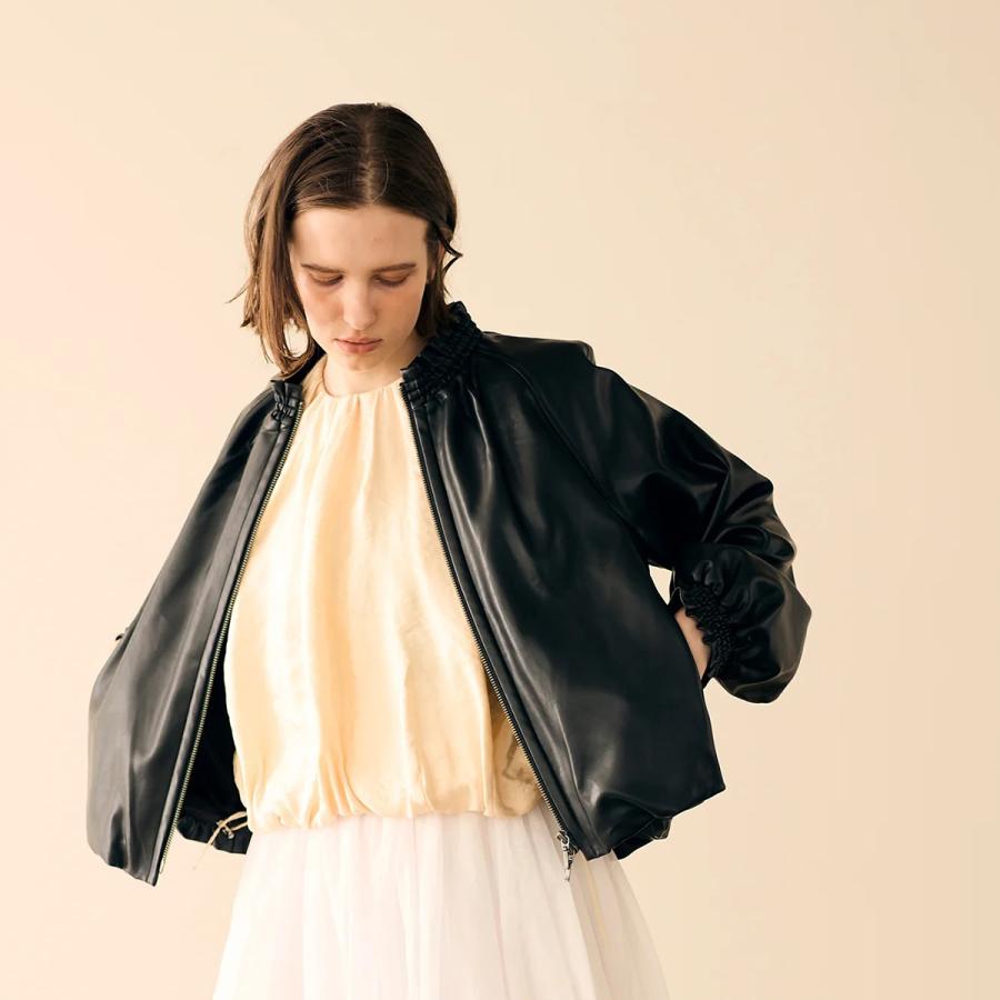 MARILYN MOON マリリンムーン ノーカラーレザージャケット　美品　黒 MARILYN MOON/マリリンムーン】合皮ジャケット｜TIARA（ティアラ