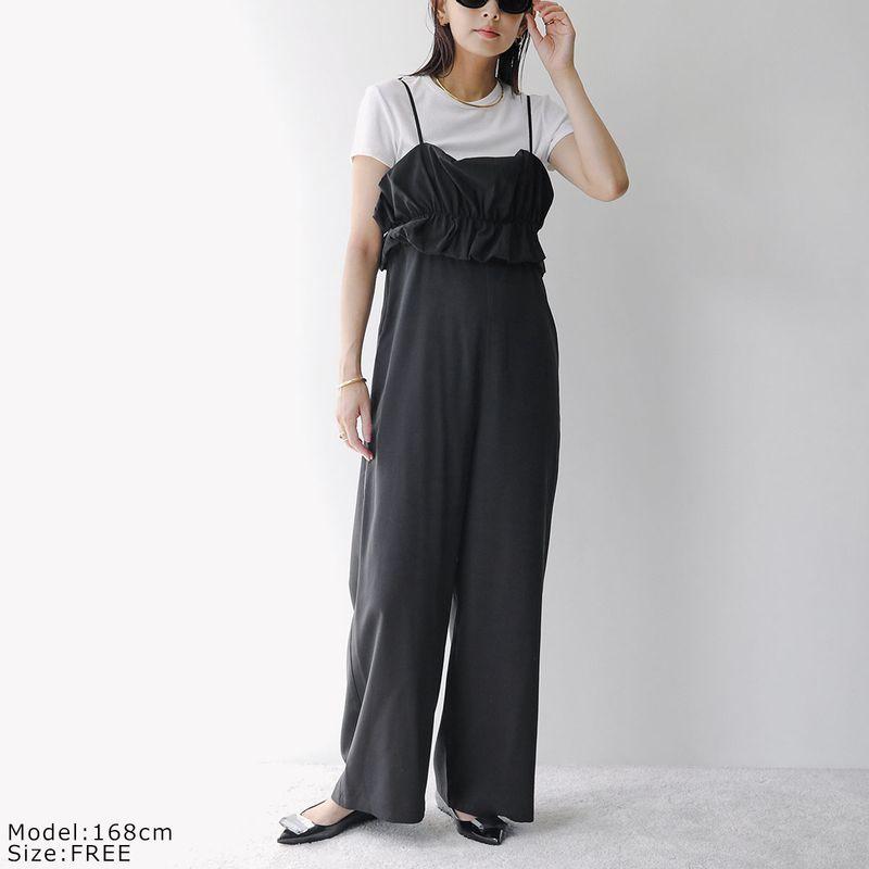 LOOSE MUSE SALOPETTO / argue キャミサロペット　黒 UN-SOPHIE アンソフィー サロペット Volume bustier salopette