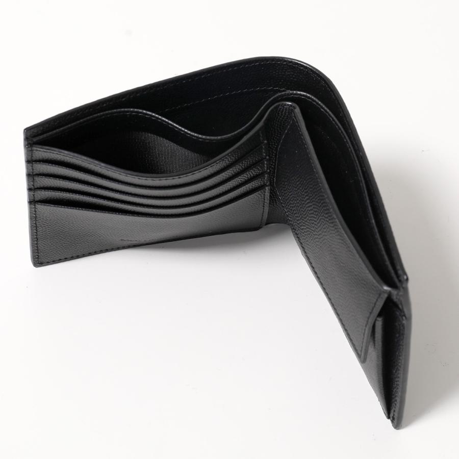 SAINT LAURENT サンローラン 二つ折り財布 396303 BTY0N メンズ グレインドプードル 小銭入れあり ミニ財布 ロゴ 1000/NERO 396303BTY0N1000の画像