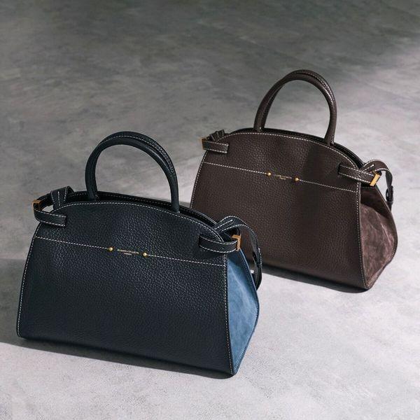 GIANNI CHIARINI スタッズ ハンド トートバッグ シボ革 ネイビー GIANNI CHIARINI（ジャンニ キアリーニ） トートバッグ FARAH ファラ M