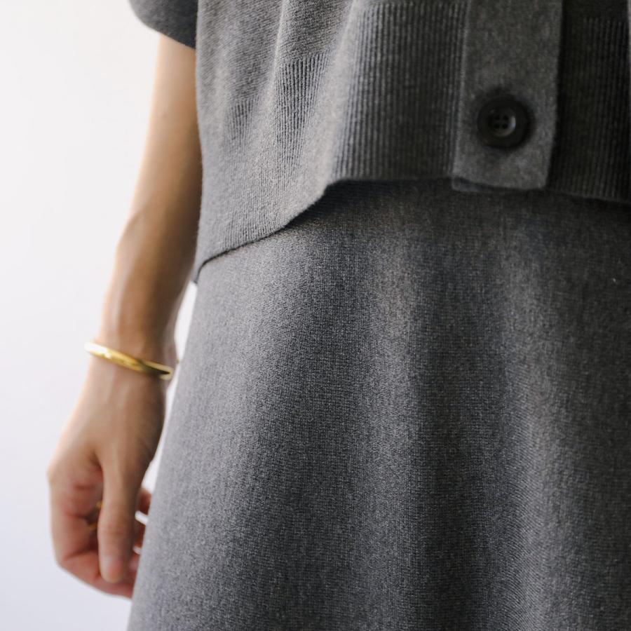 MYLAN カシミアスカート/ライラック コットンラミーツイル フロントギャザーロングスカート