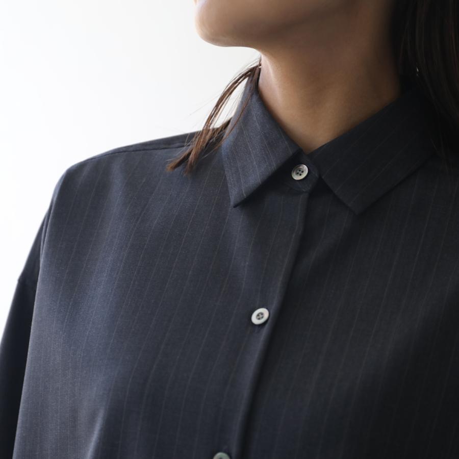 marmors マルモア シャツ ネイビー 長袖 ゆったり オーバーサイズ 春 marmors（マルモア） ブラウス シャツ 「marmors」ALBINI cut shirt