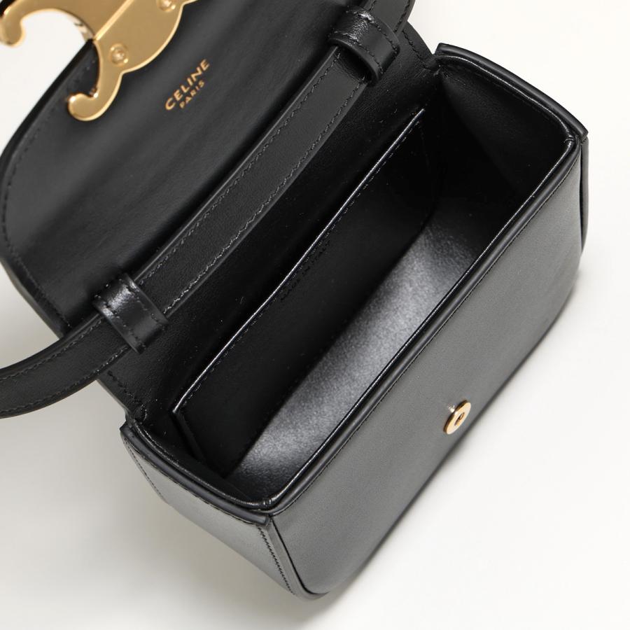 セリーヌ ミニ クロード レザー ショルダーバッグ ブラック ゴールド 4596 CELINE - セリーヌ ミニ クロード レザー ショルダーバッグ ブラック