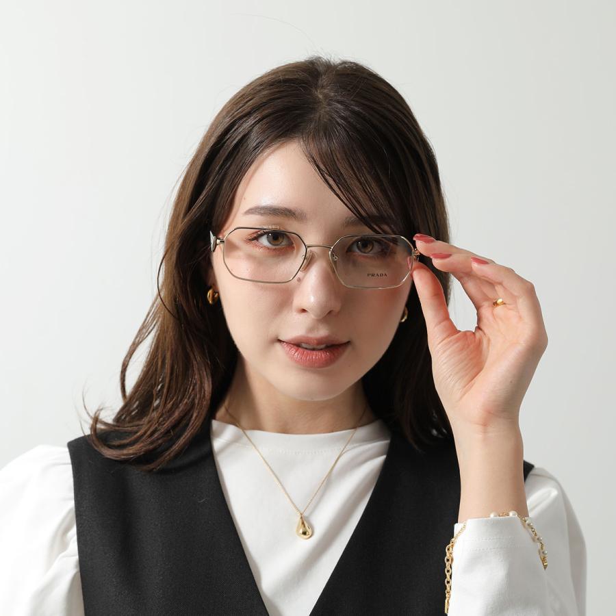 PRADA プラダ メガネ VPR A53V レディース ポリゴン型 メタルフレーム 細フレーム クリングスタイプ トライアングルロゴ アイウェア カラー2色の画像